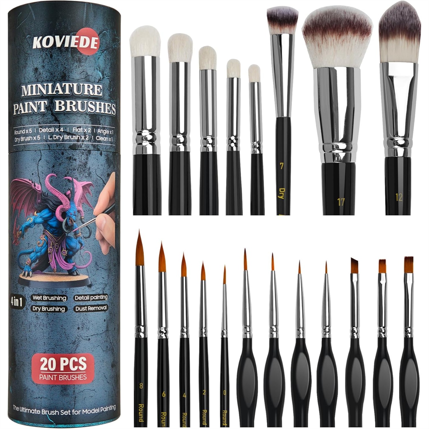 20Pcs Miniature Paint Brushes  - Detailing Brush Set review and price